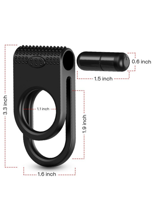 ARMONY - TWINS ANILLO DOBLE VIBRADOR PAREJAS NEGRO