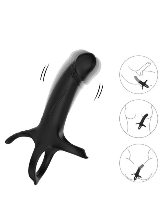 ARMONY - DILDO CON ANILLO & VIBRADOR CONTROL REMOTO NEGRO
