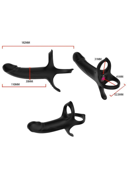 ARMONY - DILDO CON ANILLO & VIBRADOR CONTROL REMOTO NEGRO