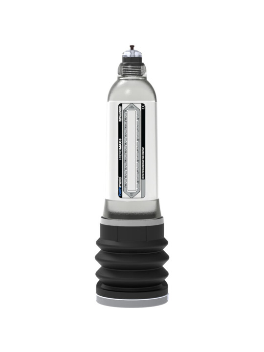 Bomba de vacío para el pene Bathmate Hydromax8 con cilindro transparente, escala de medida y fuelle negro