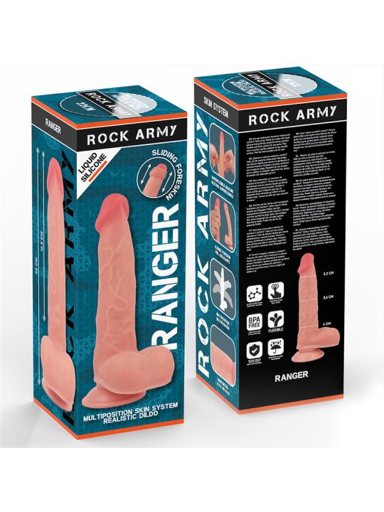ROCKARMY - RANGER DILDO REALISTA DUAL DENSITY LIQUID SILICONE 22 CM -O- 3.6 CM