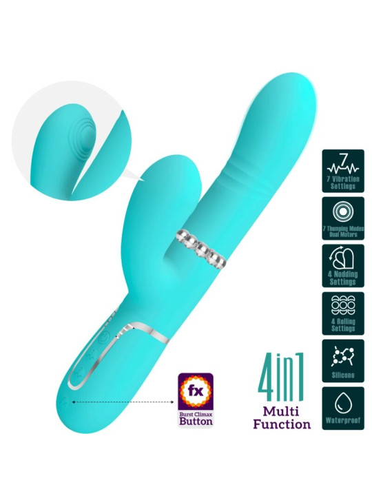 PRETTY LOVE - VIBRADOR PUNTO G MULTIFUNCIÓN VERDE AGUA