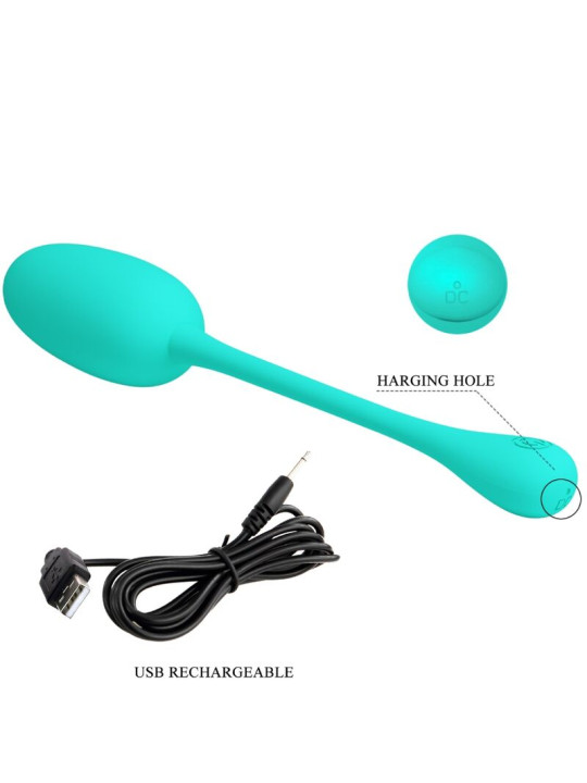 PRETTY LOVE - KNUCKER HUEVO VIBRADOR RECARGABLE VERDE AGUA