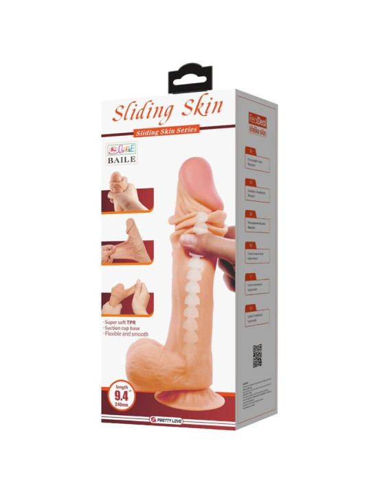 PRETTY LOVE - SLIDING SKIN SERIES DILDO REALÍSTICO CON VENTOSA PIEL DESLIZANTE 24 CM