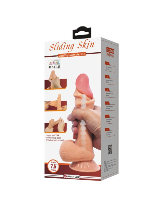 PRETTY LOVE - SLIDING SKIN SERIES DILDO REALÍSTICO CON VENTOSA PIEL DESLIZANTE 19.4 CM