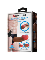 PRETTY LOVE - STARKS HARNESS BRIEFS VIBRACIÓN MULTI-VELOCIDAD DILDO 17,5 CM MULATO