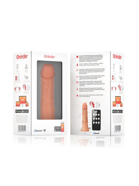 ONINDER - LARGE BOGOTÁ DILDO VIBRADOR 9 VELOCIDADES NATURAL 22 CM -O- 4.5 CM - APP GRATUITA