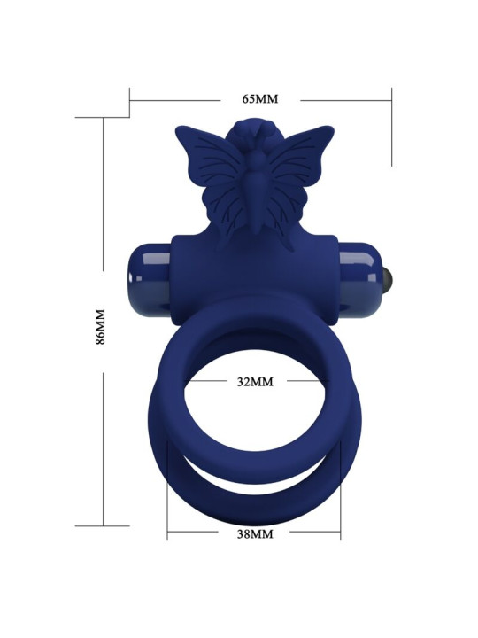 PRETTY LOVE - JAMELE DOBLE ANILLO CON VIBRACIÓN & ESTIMULADOR MARIPOSA AZUL