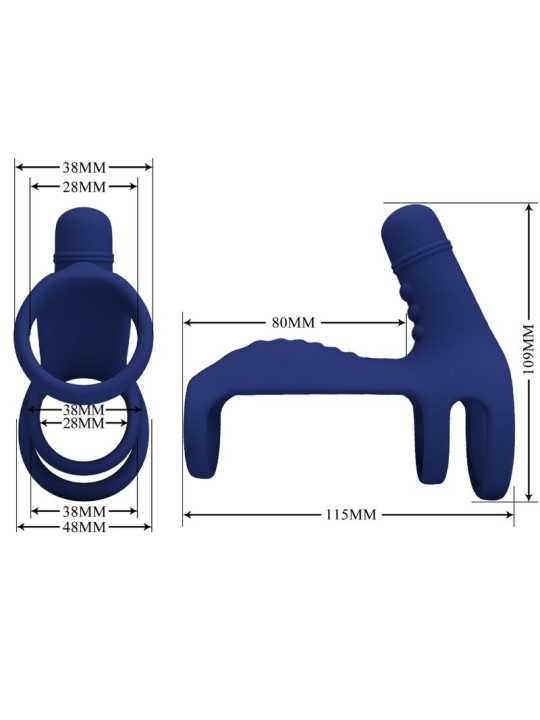 PRETTY LOVE - ELISH ANILLO VIBRADOR CON EXTENSIÓN AZUL