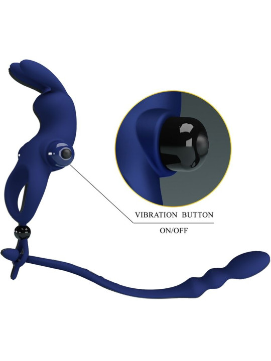 PRETTY LOVE - AYAD ANILLO VIBRADOR RABBIT CON PLUG AZUL