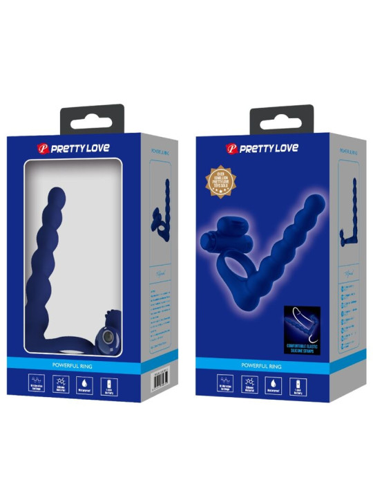 PRETTY LOVE - AJMAL ANILLO VIBRADOR CON PLUG AZUL