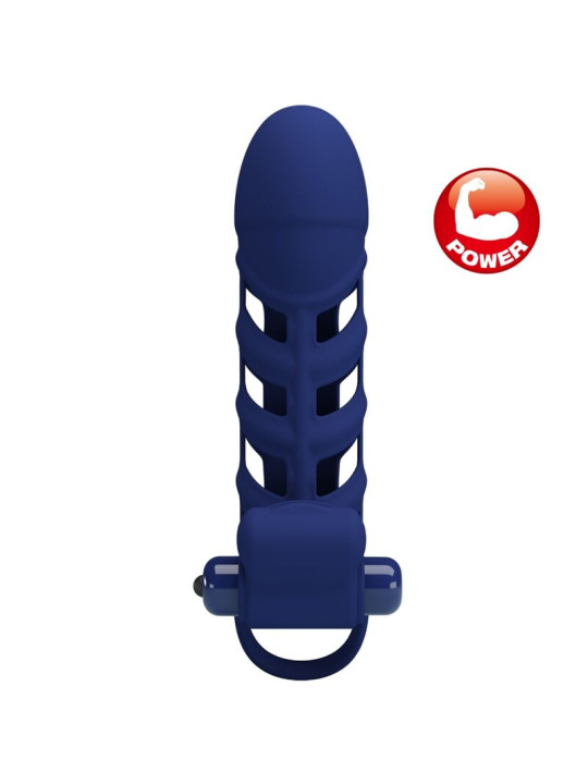PRETTY LOVE - ALTAF ANILLO VIBRADOR CON FUNDA DE SILICONA AZUL