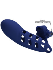 PRETTY LOVE - ALTAF ANILLO VIBRADOR CON FUNDA DE SILICONA AZUL