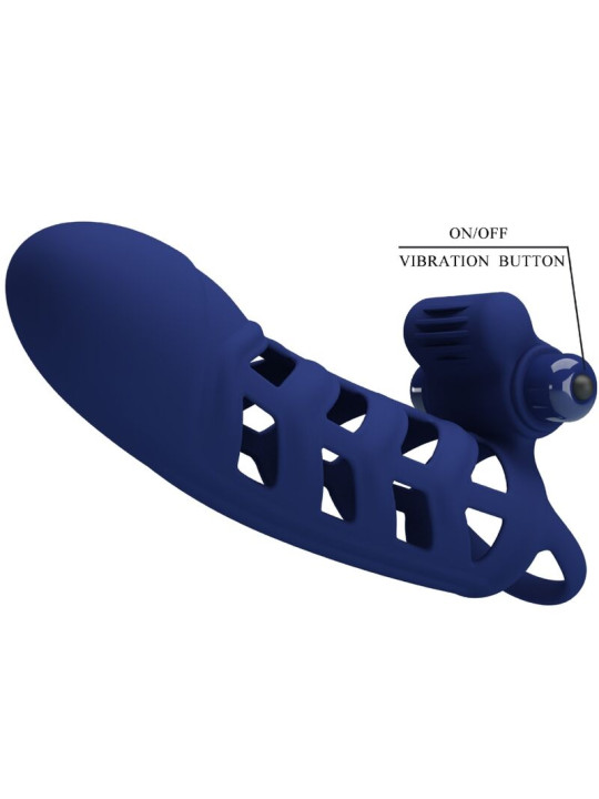 PRETTY LOVE - ALTAF ANILLO VIBRADOR CON FUNDA DE SILICONA AZUL