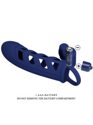PRETTY LOVE - ALTAF ANILLO VIBRADOR CON FUNDA DE SILICONA AZUL