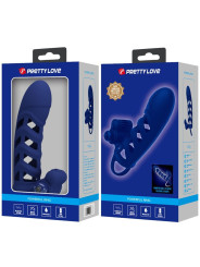 PRETTY LOVE - ALTAF ANILLO VIBRADOR CON FUNDA DE SILICONA AZUL