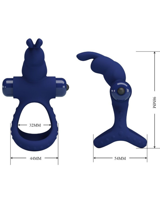 PRETTY LOVE - LUCHITO DOBLE ANILLO VIBRADOR RABBIT AZUL
