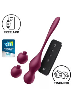 SATISFYER - LOVE BIRDS VARY BOLAS VIBRADORES APP GRATUITA ROJO VINO
