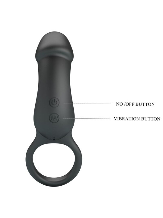 PRETTY LOVE - TRAE ANILLO VIBRADOR CON ESTIMULADOR NEGRO