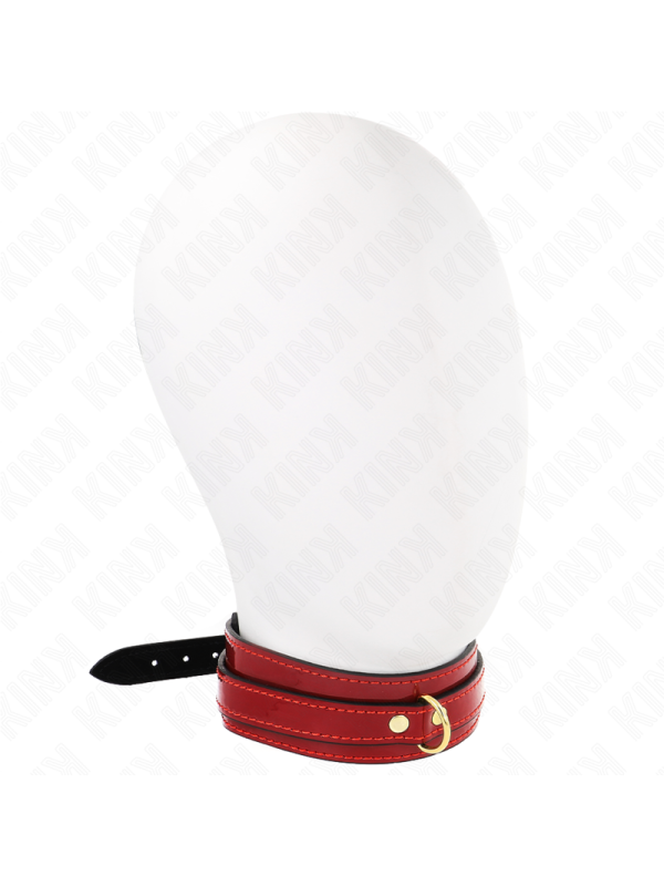 KINK - COLLAR AJUSTABLE ROJO VINO DETALLES DORADOS 29-42.5 CM X 4 CM