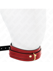 KINK - COLLAR AJUSTABLE ROJO VINO DETALLES DORADOS 29-42.5 CM X 4 CM