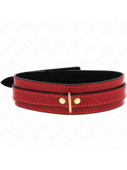 KINK - COLLAR AJUSTABLE ROJO VINO DETALLES DORADOS 29-42.5 CM X 4 CM