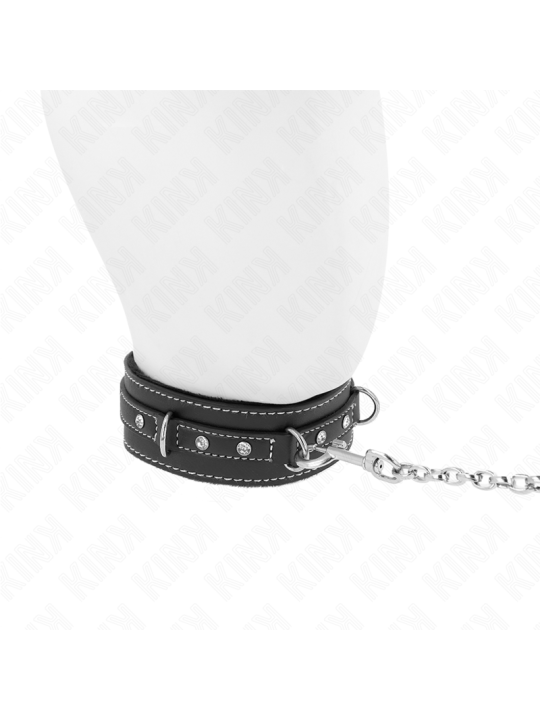 KINK - COLLAR CON CORREA 105 CM DE PIEL DE PVC REMACHE DE DIAMANTES DE IMITACIÓN 41.5 X 4 CM