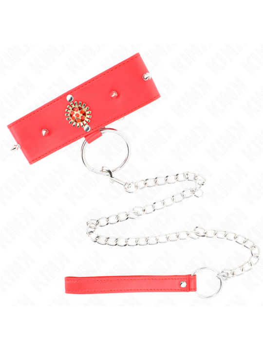 KINK - COLLAR CON CORREA 65 CM CUELLO DE DIAMANTES ROJO AJUSTABLE 35-51 CM X 7 CM