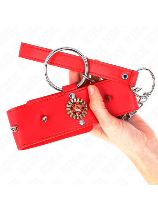 KINK - COLLAR CON CORREA 65 CM CUELLO DE DIAMANTES ROJO AJUSTABLE 35-51 CM X 7 CM