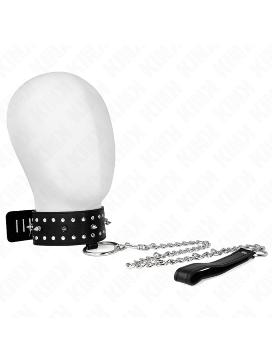 KINK - COLLAR CON CORREA 65 CM CON TACHUELAS PLATEADAS MODELO 1 AJUSTABLE 36-43 CM X 5 CM