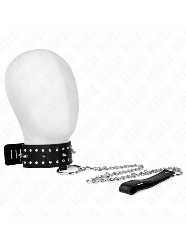 KINK - COLLAR CON CORREA 65 CM CON TACHUELAS PLATEADAS MODELO 1 AJUSTABLE 36-43 CM X 5 CM