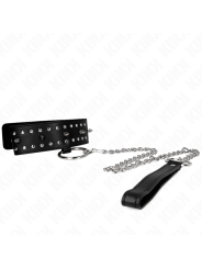 KINK - COLLAR CON CORREA 65 CM CON TACHUELAS PLATEADAS MODELO 1 AJUSTABLE 36-43 CM X 5 CM
