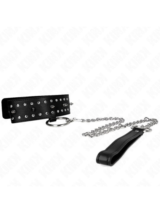 KINK - COLLAR CON CORREA 65 CM CON TACHUELAS PLATEADAS MODELO 1 AJUSTABLE 36-43 CM X 5 CM