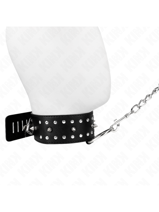 KINK - COLLAR CON CORREA 65 CM CON TACHUELAS PLATEADAS MODELO 1 AJUSTABLE 36-43 CM X 5 CM