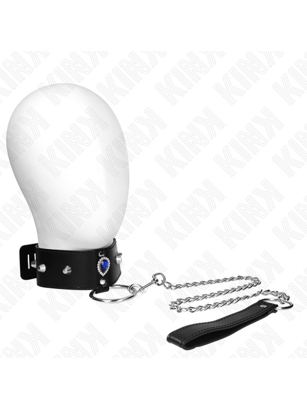 KINK - COLLAR CON CORREA 65 CM CON DIAMANTES AZULES AJUSTABLE 36-43 CM X 5 CM