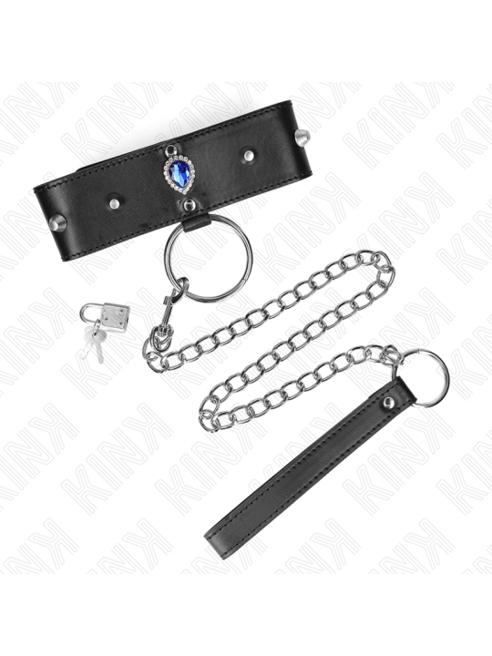 KINK - COLLAR CON CORREA 65 CM CON DIAMANTES AZULES AJUSTABLE 36-43 CM X 5 CM
