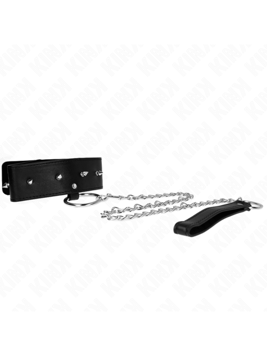 KINK - COLLAR CON CORREA 65 CM CON TACHUELAS PLATEADAS MODELO 2 AJUSTABLE 36-43 CM X 5 CM