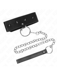 KINK - COLLAR CON CORREA 65 CM CON TACHUELAS PLATEADAS MODELO 2 AJUSTABLE 36-43 CM X 5 CM