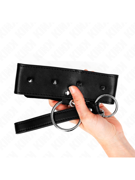 KINK - COLLAR CON CORREA 65 CM CON TACHUELAS PLATEADAS MODELO 2 AJUSTABLE 36-43 CM X 5 CM