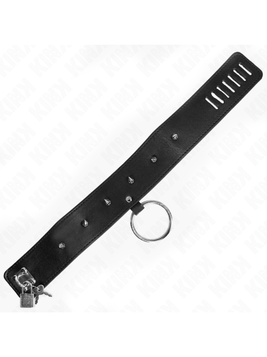 KINK - COLLAR CON CORREA 65 CM CON TACHUELAS PLATEADAS MODELO 2 AJUSTABLE 36-43 CM X 5 CM