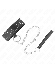 KINK - COLLAR CON CORREA 65 CM CON TACHUELAS PLATEADAS MODELO 3 AJUSTABLE 36-43 CM X 5 CM