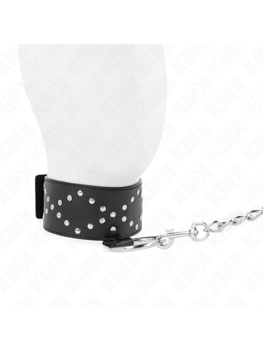 KINK - COLLAR CON CORREA 65 CM CON TACHUELAS PLATEADAS MODELO 3 AJUSTABLE 36-43 CM X 5 CM
