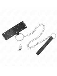 KINK - COLLAR CON CORREA 65 CM CON TACHUELAS PLATEADAS MODELO 5 AJUSTABLE 36-43 CM X 5 CM