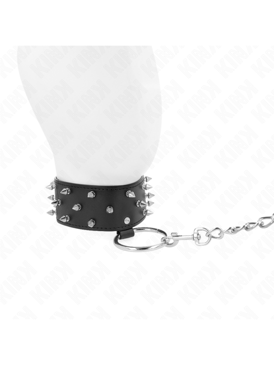 KINK - COLLAR CON CORREA 65 CM CON TACHUELAS PLATEADAS MODELO 5 AJUSTABLE 36-43 CM X 5 CM