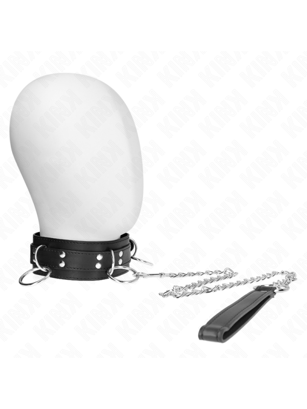 KINK - COLLAR CON CORREA 80 CM ESCLAVITUD 3 ANILLOS 53 X 5 CM