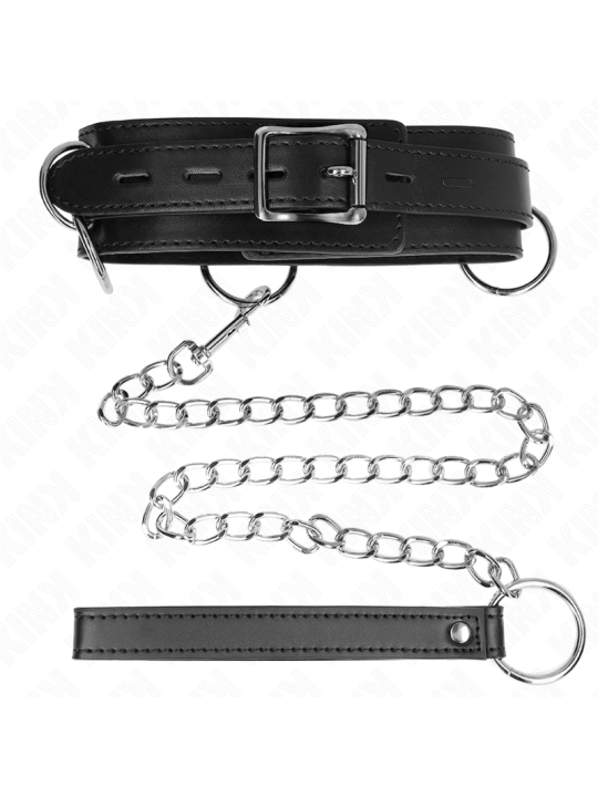 KINK - COLLAR CON CORREA 80 CM ESCLAVITUD 3 ANILLOS 53 X 5 CM