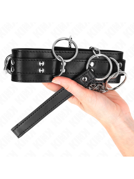 KINK - COLLAR CON CORREA 80 CM ESCLAVITUD 3 ANILLOS 53 X 5 CM