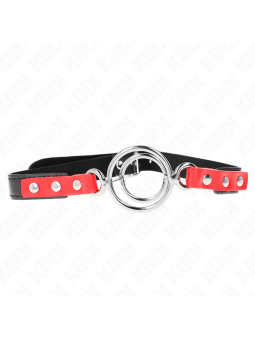 KINK - MORDAZA CON MÚLTIPLES JUNTAS TÓRICAS 4 / 4.8 CM ROJO AJUSTABLE 38 X 56 CM
