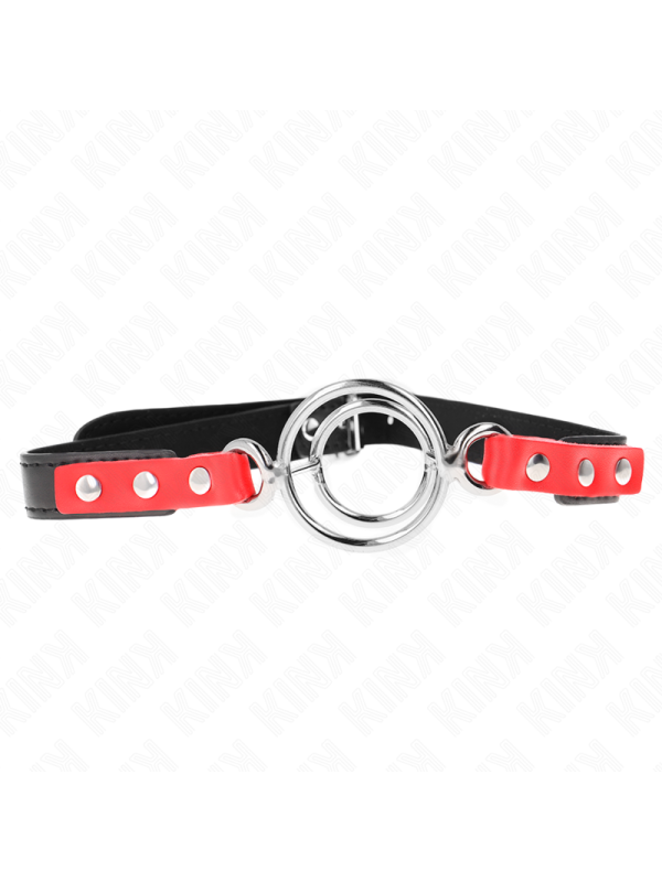 KINK - MORDAZA CON MÚLTIPLES JUNTAS TÓRICAS 4 / 4.8 CM ROJO AJUSTABLE 38 X 56 CM