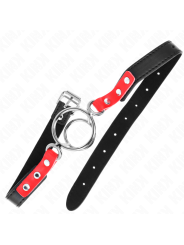 KINK - MORDAZA CON MÚLTIPLES JUNTAS TÓRICAS 4 / 4.8 CM ROJO AJUSTABLE 38 X 56 CM